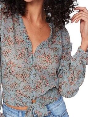 PAIGE Tulia Cropped Blouse With Tie